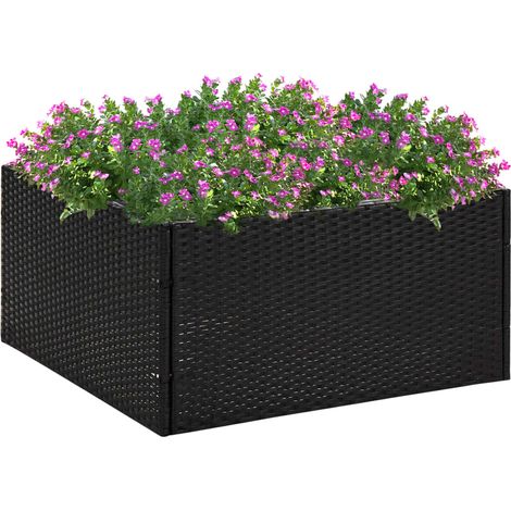 vidaXL Fioriera da Giardino Nero 80x80x40 cm in Polyrattan