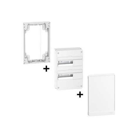 Schneider - Resi9 - Coffret 2 Rangu00e9es de 13 Modules + Rehausse + Porte ru00e9f. : R9H13422+R9H13402+R9H10759