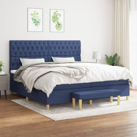 Boxspringbett mit Matratze Blau 200x200 cm Stoff vidaXL (1/5)