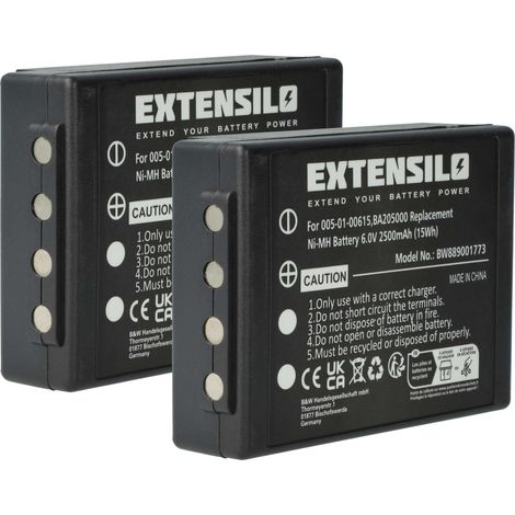 EXTENSILO 2x batteria compatibile con HBC Linus 6, 4 Radiocomando Industriale, Telecomando (2500mAh, 6V, NiMH) - Nero