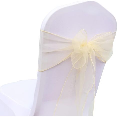 Nœuds pour housses de chaise - 18 x 275 cm - En organza - Pour mariage, fête, anniversaire, hôtel, banquet, décoration (1/4)