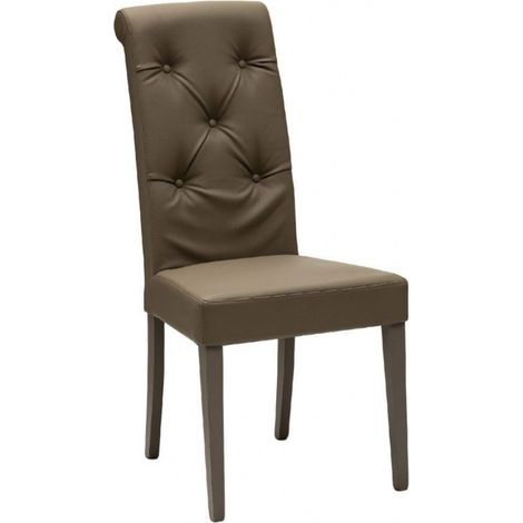 Chaise en faux cuir capitonnée Thalia - Lot de 2-Beige clair (1/5)