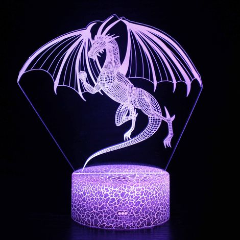 Mehrfarbiges LED-3D-Dinosaurier-Nachtlicht mit Fernbedienung und Touch-Steuerung, dekorative Drachen-Chamäleon-Nachttischlampe für Kinder, kreatives Geschenk für Jungen und Mädchen von 3 bis 9 Jahren, (1/4)