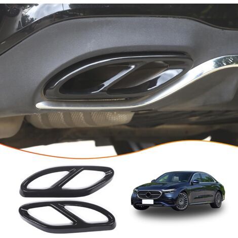 BUNTHAUS Couvercle de sortie de tuyère d'échappement arrière en acier inoxydable pour Mercedes Benz A/B/C/E/CLA/CLS/GLC/GLE/GLS (Noir)