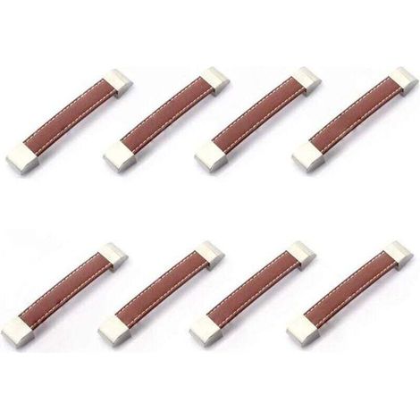 Set mit 8 Schubladen- oder Schrankgriffen aus Metall und Leder - A - RWM Haus & Küche › Möbel & Dekoration › Wohndekoration › Kinderzimmerdekoration › Knöpfe & Schubladengriffe