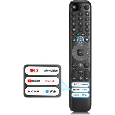 Universalfernbedienung für TCL-Fernseher – 1 Stück – Kunststoff – Sprachfunktion – Smart-TV mit Google Android – Schwarz (1/5)