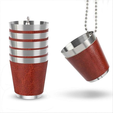 Verre en acier inoxydable avec chaînette, 30 ml, idéal pour les fêtes. (1/5)
