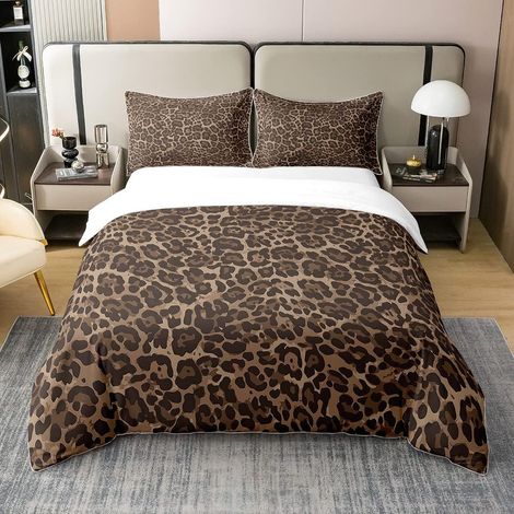 Ensemble de Literie Coton Imprimé Léopard, Parure de Lit 220x240 Guépard, Housse de Couette Géométrique, Housse Couette African Safari Animal, Literie Moderne À Motifs Abstraits (1/5)