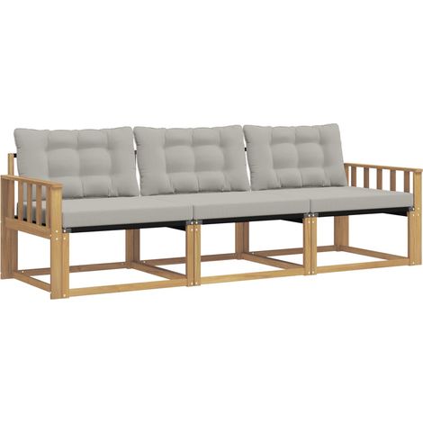 Set di divani da esterno 3 pz Salotto da Giardino Bianco e Grigio Chiaro (1/5)