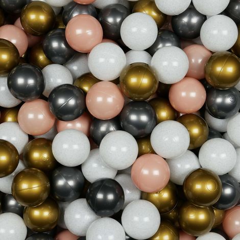 Palline giocattolo ø7cm 25 pezzi maglione bianco, grafite metallizzato, oro rosa, oro antico (1/3)