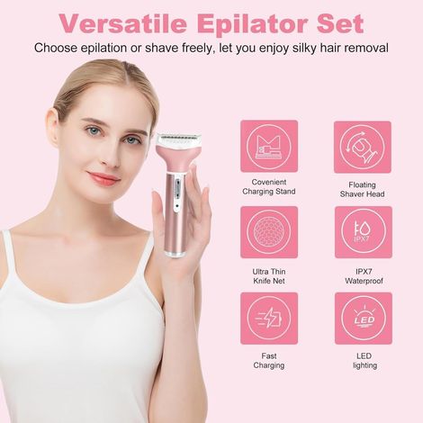 Epilatore per il viso da donna - Nuovo epilatore per il viso ricaricabile 4 in 1 per donne - Epilatore per ascelle, naso e sopracciglia - Testina rimovibile e lavabile (1/5)