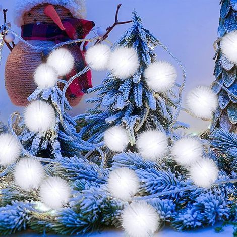 Guirlandes de Boules de Neige, 8.2ft / 20 LED Guirlande Lumineuse de Noël avec Télécommande, étanche Décoration pour Intérieur Et Extérieur Fête de Mariage Sapin de Noël (Blanc Froid) (1/5)