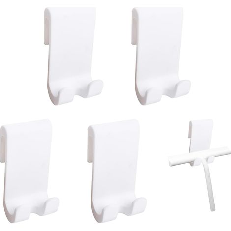 Lot de 4 crochets en silicone pour porte-rasoir, porte-serviettes sans cadre, double porte en verre (blanc)