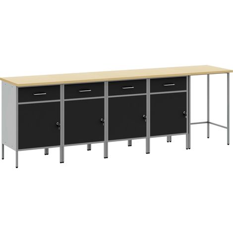 Armario de trabajo con cajón 5 pcs Negro 255 x 55 x 85 cm vidaXL (1/4)