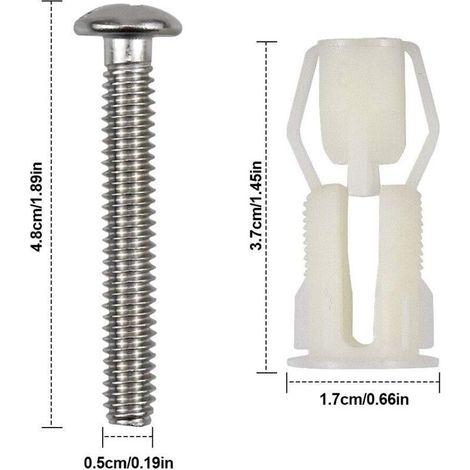 2pcs Vis D'expansion pour Couvercle de Toilette Fixation Abattant WC Vis pour Lunette Toilette Ensemble de Fixation Pièces de Rechange pour Couvercle de Toilette (1/3)