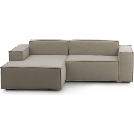 Talamo Italia - Divano fisso con penisola Assurte, Divano componibile con chaise longue sinistra, Sofà moderno in tessuto, 100% Made in Italy, Cm 240x170h70, Tortora