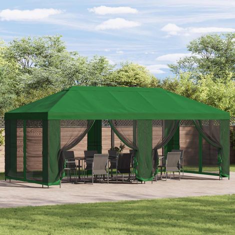 Gazebo de Jardín 6 x 3 m Verde Poliéster y Acero 190