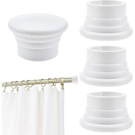 4 Cache Tringle à Rideau Blanc,Embouts de Rideau,Embouts de Rideau en Plastique de 28mm en Forme de Colonne,Têtes D'Embouts Décoratifs de Remplacement pour Maison Bureau Tringle Romaine (1/5)