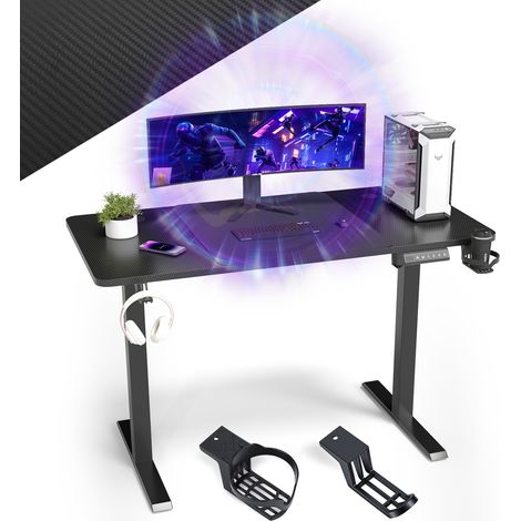 Jiubiaz Elektrischer Schreibtisch höhenverstellbar 120x60 cm – Einmotor Tischgestell 2-stufig 55x55 mm, Sitz-Steh Tisch mit Tischplatte, Schwarz