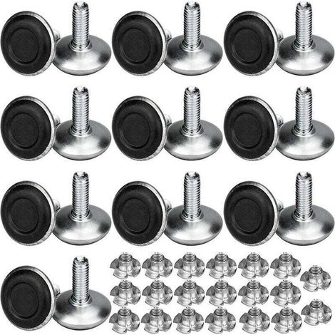 Satz von 20 verstellbaren Metallmöbelfüßen M8 x 20 mm, Nivellierfüße für Tische mit Senkkopfmuttern (1/3)