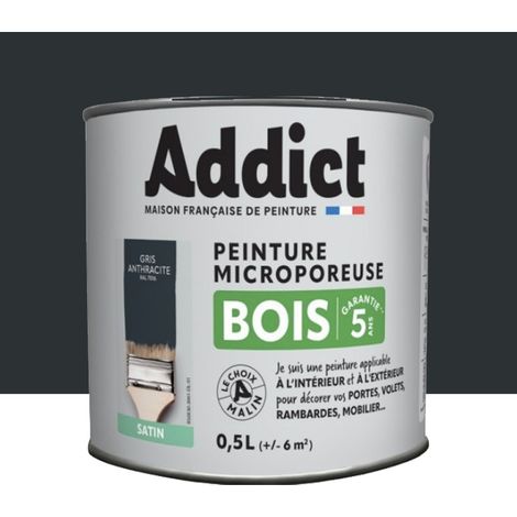 Peinture Bois Microporeuse Addict Anthracite Satin 0,5 L (1/2)