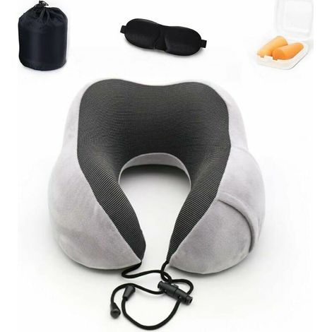 Green Mobility-Coussin de Voyage, Oreiller de Voyage Mousse à Mémoire de Forme, Coussin de Support Cervical pour Avion Train,Masque de Sommeil, Bouchons d'oreille et Sac de Transport Fournis (1/5)
