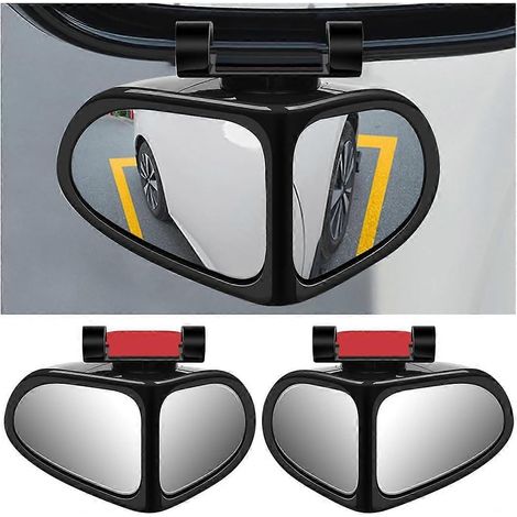 2 rétroviseurs d'angle mort 2 en 1 pour voiture, rétroviseur grand angle réglable à rotation à 360 degrés, universel (1/5)