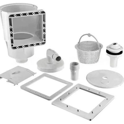 Surface Skimmer Kit and Inlet Nozzle for Swimming Pools – Integrated Skimmer – with Large Basket for Suction and Dirt Collection (1/4)