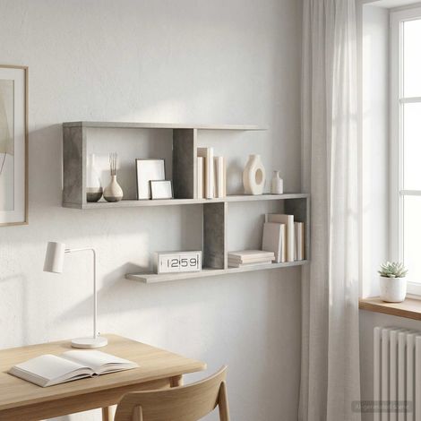 vidaXL Étagère Murale Gris béton 100 x 12 x 50,5 cm Bois d'ingénierie (1/5)