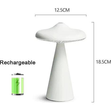 Lampe de bureau LED en forme de champignon (blanche rechargeable), veilleuse rechargeable, portable et rechargeable par USB (1/5)