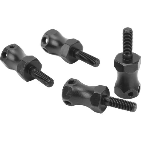 Vier sechseckige Radnabenverlängerungsadapter aus Stahl, 15 mm breiter, für sechseckige Radnabenverbinder von RC-Cars im Maßstab 1:10, kompatibel mit LOSI Baja Rey, schwarz. (1/4)