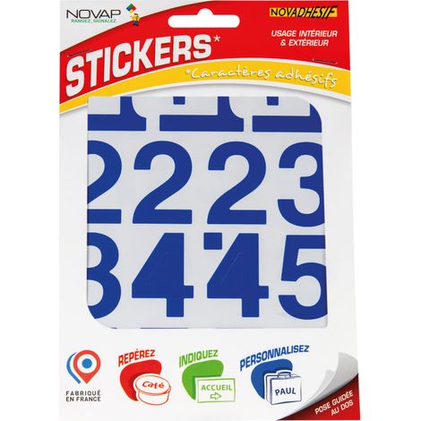 Chiffres autocollants 40mm Bleu NOVADHESIFS - 4370439 (1/5)