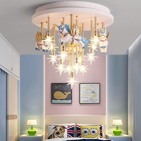LEDANDER Plafonnier, éclairage de chambre d'enfant sur le thème des dessins animés, lustre carrousel de princesse ,plafonnier LED pour enfants (1/5)