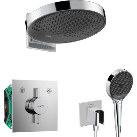 Hansgrohe - Conjunto de ducha con grifo empotrado, con cuerpo de montaje, diámetro 36 cm, 3 chorros, cromo SANI21HHH009 (1/5)