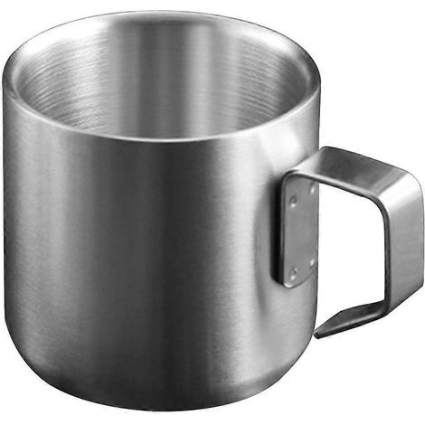 Gobelet à céréales en métal, gobelet en métal, gobelet à porridge en métal, gobelet à petit-déjeuner avec anse, récipient à lait-6.5X6.5X6CM-Silver (1/2)