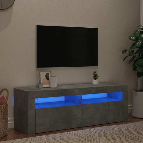 vidaXL Mueble de TV con luces LED gris hormigón 120x35x40 cm (1/5)