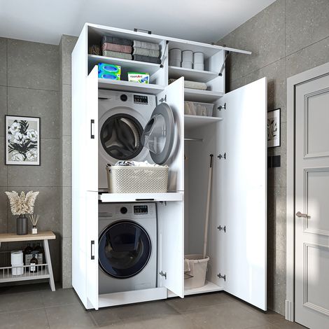 Roomart DORA-I Waschmaschinen-Überbauschrank 130, Weiß