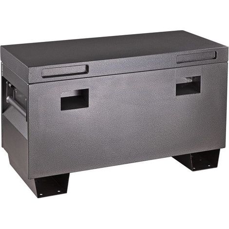 Dema – Coffre de chantier verrouillable 163 litres – Acier époxy – Dimensions 91 x 43 x 56 cm – Résistant aux éclaboussures