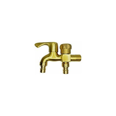 MINE Robinet Double Robinet de jardin laiton Robinet Extérieur Jardin Anti-Gel Robinet à Double Sortie Robinet Machine à Laver robinet d'écoulement à double boule Pour Jardin, Machine à Laver 139.42cm (1/5)