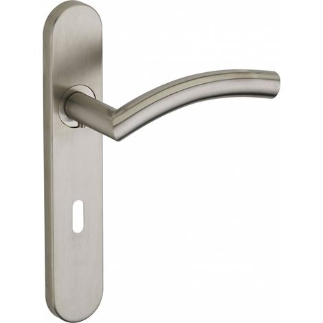 Thirard – Poignée de porte Ouranus à cylindre – Inox brossé – Entr'axe 195mm – Dimensions carré 7mm – Ressort de rappel inclus (1/2)