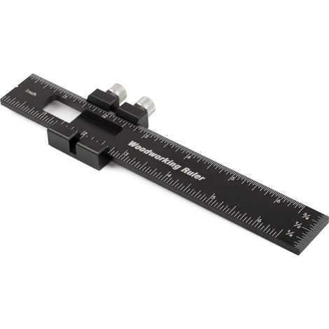 Regla de bolsillo de precisión para carpintería: regla de metal de 15 cm con tope deslizante, medición métrica en pulgadas, reglas de trazado para carpintería, herramientas de medición, regla deslizan (1/5)