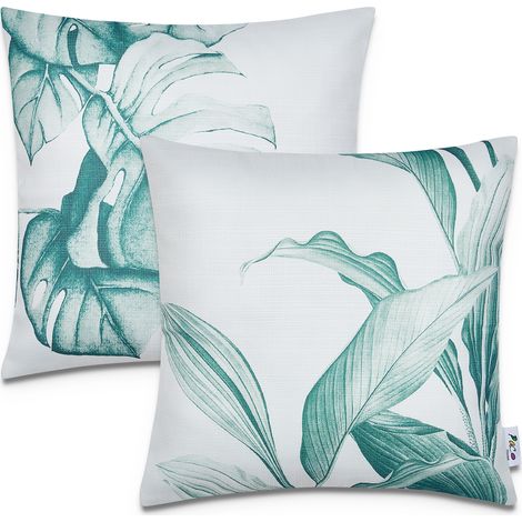 Paco Home Juego 2 Fundas Cojín 45x45 Decorativo Rayas Interior Exterior Decoración 2pcs-Set, Grün-Weiß (de)