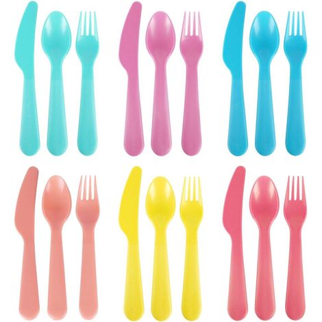 EXCELLENT cuberteria plastico colores 18 piezas , Juegos cubertería plástico colores 18 piezasPerfecto para cualquier celebraciónIncluye 6 juegos de tenedor, cuchillo y cuc (1/5)