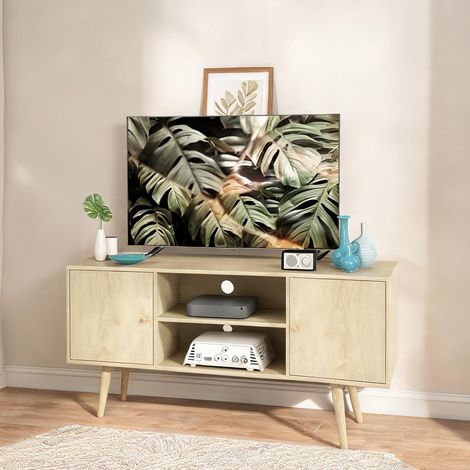 Meuble TV bois naturel en panneau de particules 120 x 34 x 50 cm (1/5)