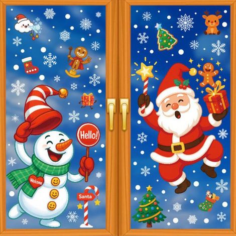 Autocollant Fenêtre - Flocon De Neige Noël PVC Statique Réutilisable - Pour Vitre Décoration Intérieure - 2 Pièces (1/5)