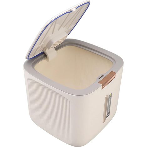 Rice Storage Container, PP Rice Container, 22 lb Capacity, Sealed Grain Box with Measuring Cup, Space-Saving Design (Grey) (1/5)