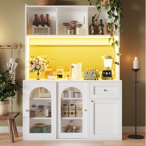 Alacena de cocina con iluminación LED, estantes regulables, 120 x 35 x 167 cm, blanco HAVRYA (1/5)