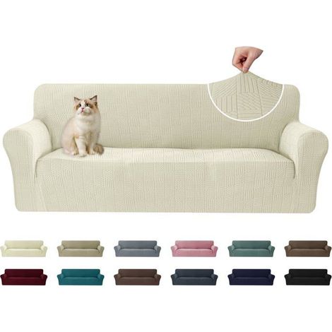 1 Housse de canapé, Extensible, Universelle, Polyester, Antidérapante, Protection animaux, 3 places (1/5)