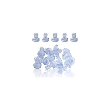 100 Stück Glas-Tischpuffer mit Stiel, transparenten Gummiklemmen, Abstandshalter für Terrassentische, für 3/16-Zoll-Löcher