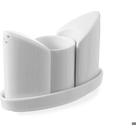 Ménagère Porcelaine - Salière Poivrière Porte-Cure-Dents - 125 x 54 x 90 mm - Lot de 48 (1/3)
